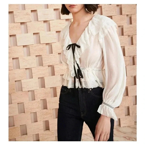 Ulla Johnson Vivian Blouse Pearl Size 8 100% Silk NWT - Picture 5 of 15